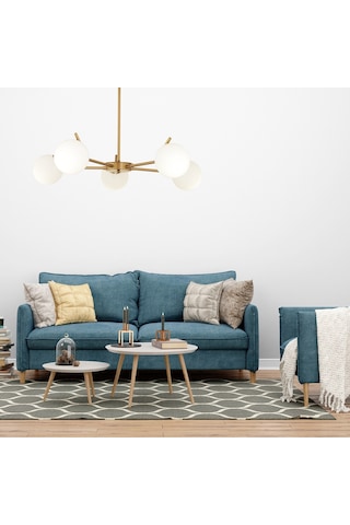 Sara 5Li Eskitme Boyalı Beyaz Camlı Salon Avize