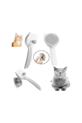 Coofbe Otomatik Temizlenen Kedi Köpek Tarağı Beyaz