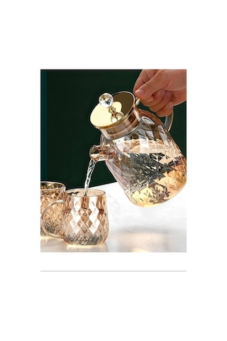 Kabartmalı Bambu Kapaklı Borosilikat Cam Demlik 1500ml Royaleks-cm-2005 Renkli