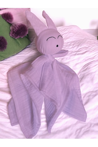 Müslin Bebek Uyku Arkadaşı 4 Katlı Tavşan Organik Pudra Pembe