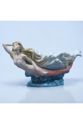 Dekoratif Denizkızlı Kase Wise Veronese Mitolojik Porselen Obje 28 Cm .