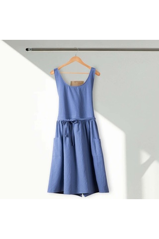 Homyl Pamuklu Mutfak Önlüğü Şef Makinede Yıkanabilir Kolsuz Mavi