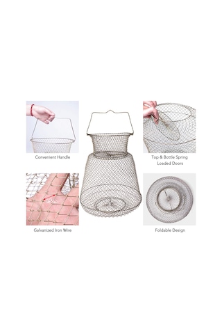 Kosona Çinko Kaplı Demir Tel Balık Kovası - 38x60 Cm Boyutlu, Kurutmak İçin Sallanabilir, Balık Ve Somon İçin İdeal