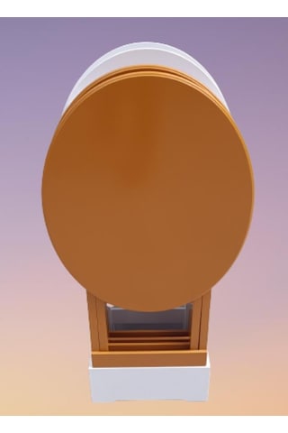Çanta Zigon Sehpa Oval Model Dörtlü Ahşap Mdf Beyaz Ve Hardal Renk Uyumu El Yapımı