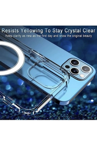 Apple Uyumlu iPhone 16 Mika Sararmaz Magsafe Özellikli Ultra Güçlü Mıknatısl Lüx Kılıf