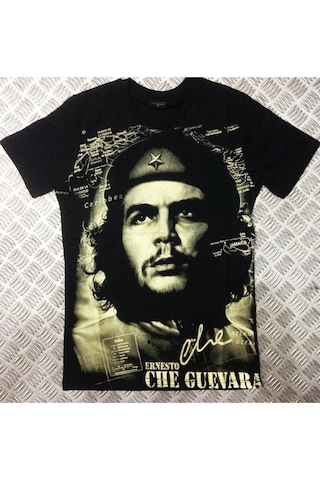 Stoned&Fame Che Guevara Baskılı Unisex %100 Pamuk Siyah T-shirt SIYAH