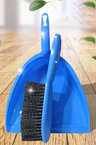 Süpürgeli Faraş Plastik Masa & El Faraşı Araç İçi Ev Süpürge Pratik Süpürge Seti