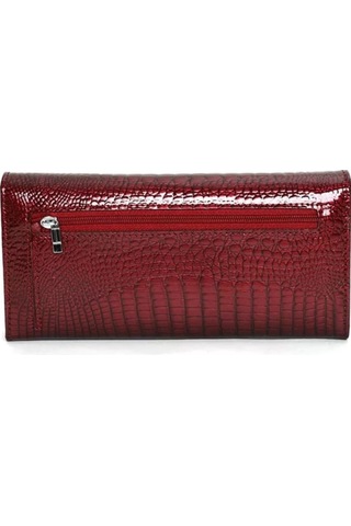 6Renk Bayan Hakiki Deri Cüzdan Kırmızı 19 Cm X 10 Cm Kırmızı