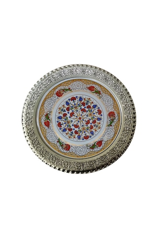 Armada Çini Prt 44 25 Cm Sarı Altın Yaldızlı Lale Karanfil Desenl