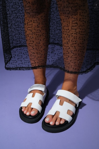 Luvishoes Luvi Shoes Morte Beyaz Cilt Hakiki Deri Kadın Terlik Beyaz