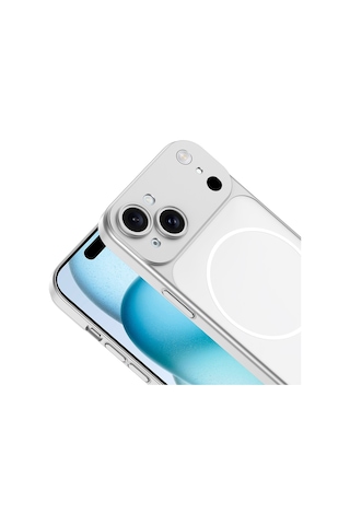 Apple Uyumlu iPhone 13 14 17 Görünümlü Kılıf Kablosuz Şarj Özellikli Kamera Korumalı Spark Kapak Gümüş