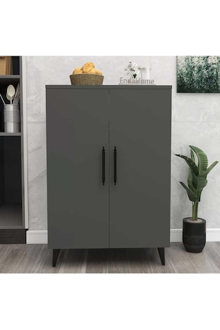 Reyo Home Enda 3 Raflı 2 Kapaklı Çok Amaçlı Dolap Antrasit