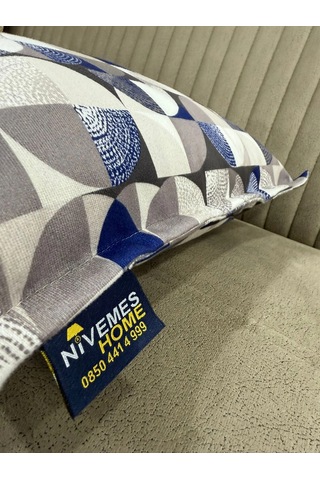 Nivemeshome Mozaik Mavi-beyaz 45x45 Kırlent Kılıfı Çok Renkli
