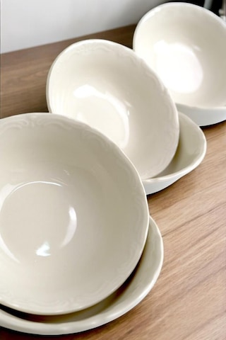 Digithome Mercan 6 Lı Porselen Servis Salata Kasesi Çerezlik 13 Cm Beyaz C1-1-421