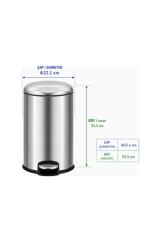 Kobos Muso Pedallı Çöp Kovası 8l Krom Kbpcjh-8853ss