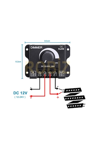 Dc 12v 24v 30a Led Sürücü Dimmer 360w 720w Voltaj Ayarlı Ampul