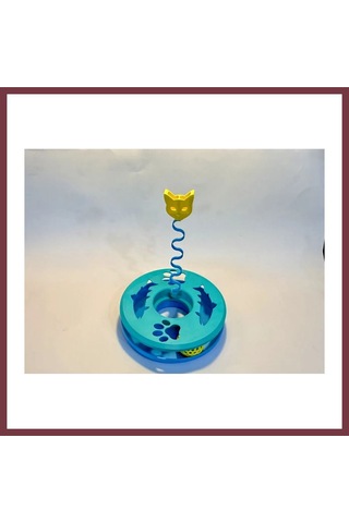 Storeşahin 3d Baskı Kedi Ödül Bulmacası Yaylı Kedi Başlı Zeka Oyuncağı Kedi Nanesi Bölmeli Turkuaz Sarı Shn0720