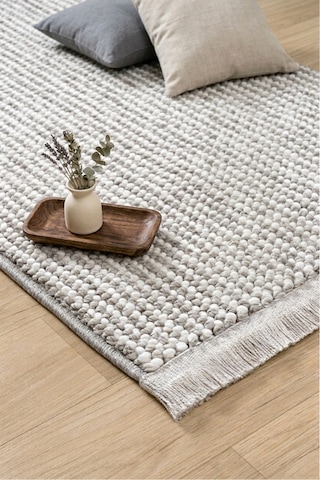Leiva Home Gri Beyaz Bohem Bukle Dokulu Yumuşak Modern Saçaklı Salon Yatak Odası Mutfak Halısı