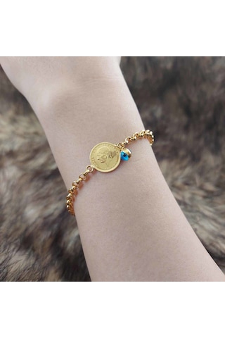 ALTINBEYI Doçlu Ata Çeyrek Altınlı Bileklik Sarı Altın