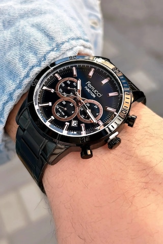 Ferrucci Fc-32520 Siyah Renk Fonksiyonları Aktif Çelik Erkek Kol Saati Kasa Çap 43mm