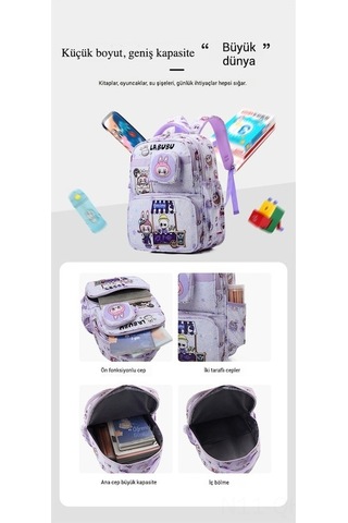 Aubyhe Labubu Karakterli, Omuz Egzersizli, Hafif Ve Büyük Kapasiteli Öğrenci Sınıf Çanta - Koyu Yeşil Koyu Yeşil