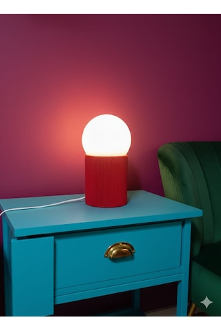 Modern Tasarım Makrome İp Abajur Dekoratif Lamba Abajur Masa Lambası Glop Cam Abajur Kırmızı Kırmızı