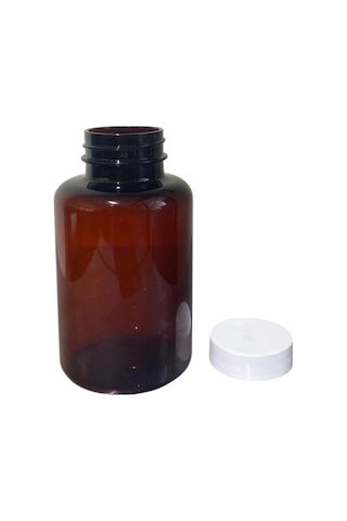 250ml Kahverengi Tablet Şişesi Beyaz Kapak, 50 Adet, Tablet Şişesi, Ecza Şişesi, Kozmetik Şişe Kahverengi