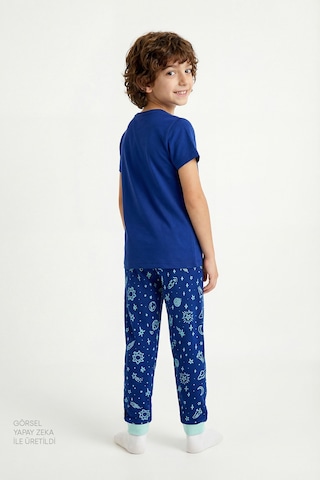 Penti Lacivert Erkek Çocuk Cosmic Nap Pamuklu 2'li Pijama Takımı
