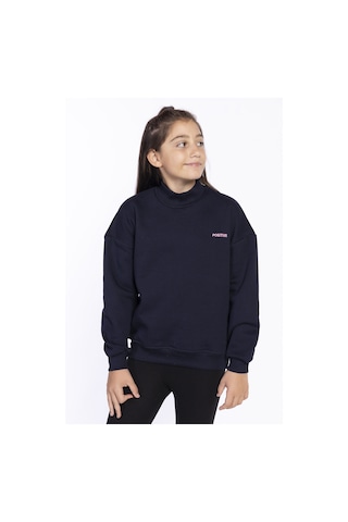 Toontoy Kız Çocuk İçi Pamuklu Sweatshirt Lacivert