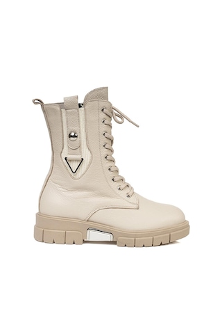 Greyder 72057 Kadın Bej Hakiki Deri Military Bot -114-bej Bej