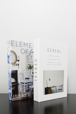 2'li Dekoratif Kitap Kutu Görünümlü Elements Mavi & Cereal Temalı