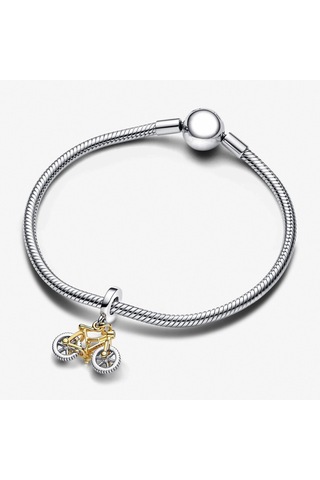 Nur Silver İki Renkli Döndürme Tekerlekleri Bisiklet Sarkan Charm Nur-cm00450 Gümüş