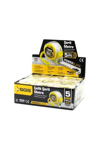 12 Adet 5mt X 19mt Şeffaf Stoplu Şerit Metre 4741 0.004 M - 0.032 M