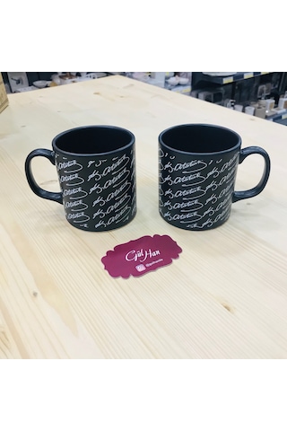 Keramika Kupa Silindirik 10 Cm Mat Siyah Kemal Ataturk Imza