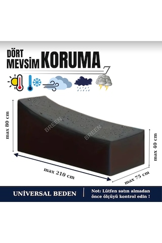 Siyah Şezlong Koruma Örtüsü, Koruyucu Kılıf, Su Geçirmez, Güneşten Korur, Toz Ve Kir Önleyici Branda Siyah