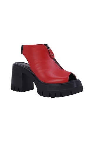 Albishoes Albini 2610911 Hakiki Deri Kadın Topuklu Sandalet Kırmızı