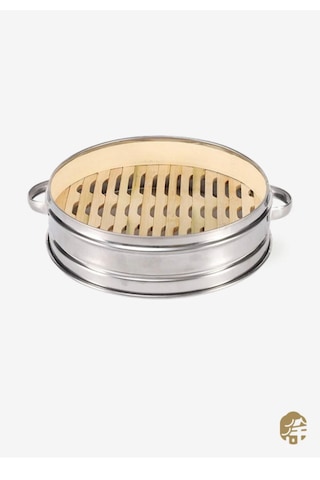 Alümınyum Bambu Buhar Sepetı 3 Kat Alumınum Steamer 18cm 3 Layer - 1adet Metalik