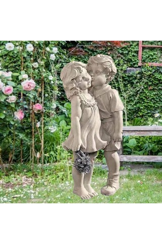 Suntek Bahçe Heykeli Dekorasyon Erkek Ve Kız 15x8x4cm