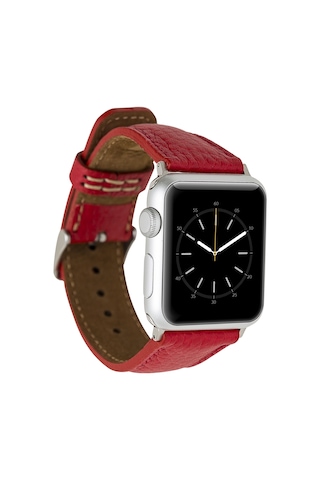 Apple Uyumlu Watch Uyumlu Deri Kordon 42-44-45mm Erc2 Kırmızı