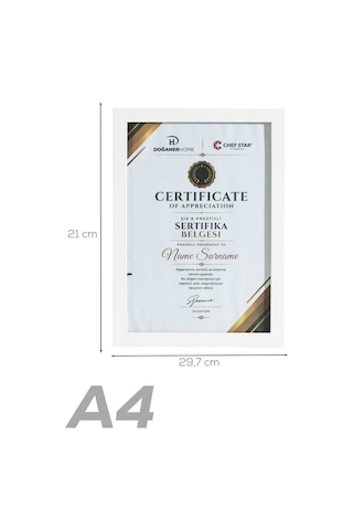 Porsima 4411 Beyaz PVC Modern Dekoratif Cam Fotoğraf Çerçevesi Masa Duvar Fotoğraf Çerçevesi 21x29,7cm