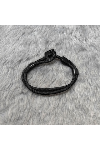 Ehediye Chavin Siyah Paracord Ip Çapa Erkek Çelik Bileklik Dt36Sy Siyah