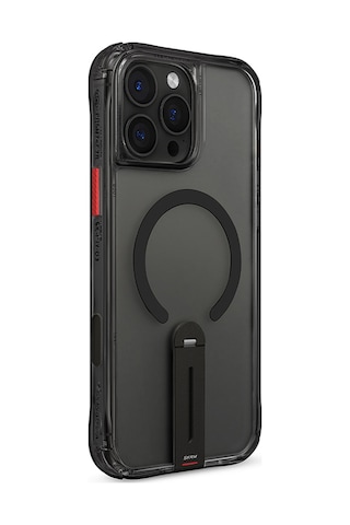 Apple Uyumlu iPhone 16 Pro Kılıf Magsafe Şarj Özellikli 360 Derece Dönebilen Standlı Skinarma Helix Kapak Siyah