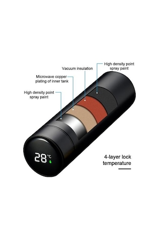 500 Ml Akıllı Su Şişesi Paslanmaz Çelik Termos Fincan Kahve Çay Kupalar Lcd Sıcaklık Ekran Sızdırmaz Spor Vakum Şişeler Su Şişeleri Antrasit - Siyah