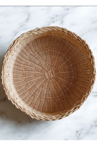 Bambu Rattan Çok Amaçlı Sepet 30cm Bej
