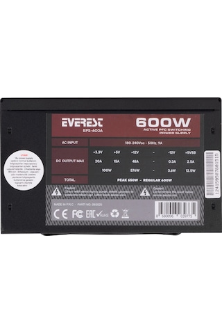 Everest Eps-600a Peak 600w 12cm Fan 4 Sata Aktif