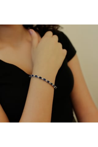 Lova Pırlantalı Oval Safir Bileklik - 4080002