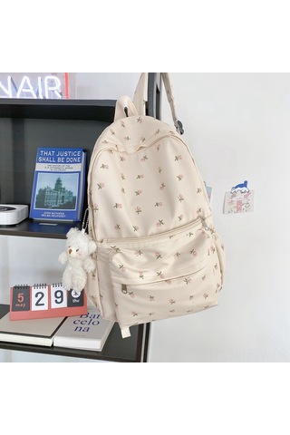 Tenfowee Şık Ve Geniş Omuz Çantası - Büyük Kapasiteli Ofis Çantası - Dayanıklı Malzeme - Rahat Kullanım - Krem Beyaz Ve Pembe Ayı Desenli Bej