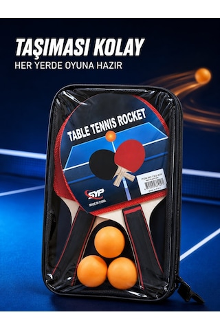 Ckspor 2 Li Masa Tenisi Raketi Seti 3 Top Ve Fermuarlı Taşıma Çantalı Ping Pong Seti