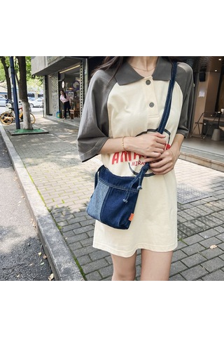 Dachuang Kadınlar İçin Kot Crossbody Çantaları, Gündelik Ve İş Kullanımı İçin Çatışan Renkle Büyük Kapasiteli Kare Çapraz Gövde Çantası Çok Renkli