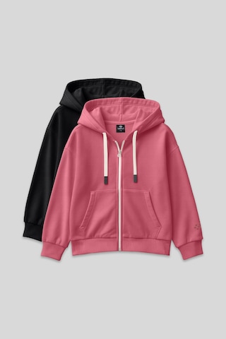 Fermuarlı Pamuklu 2li Paket Siyah-yaban Gülü Kız Çocuk Sweatshirt - 75149 Siyah - Pembe